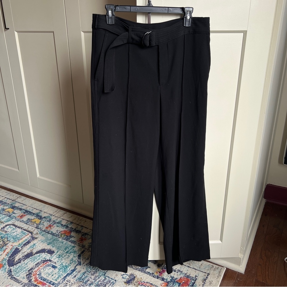 Banana Republic Wide-Leg Pintuck Trousers high rise size 10 Black Belted